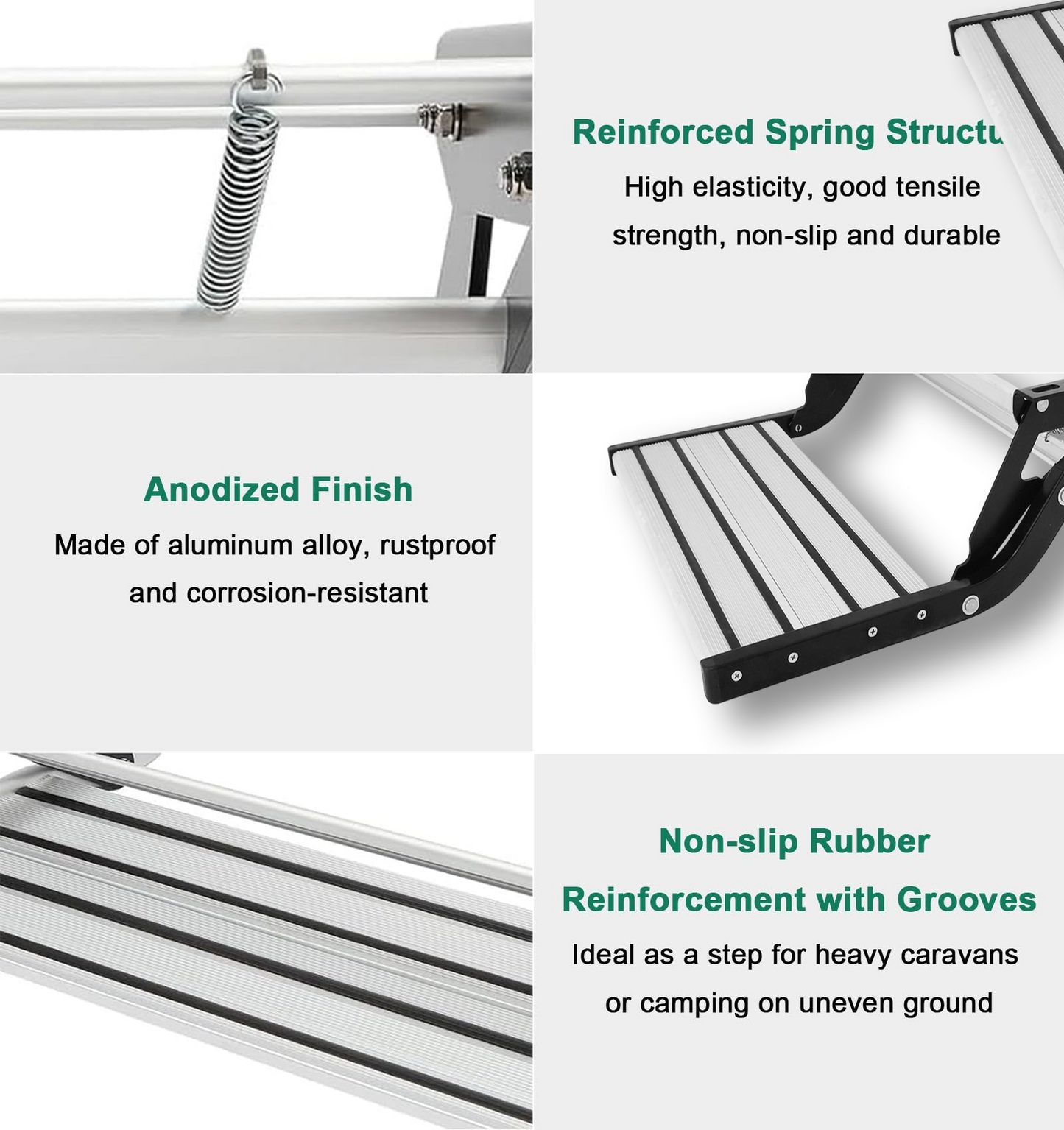 Aluminum Alloy RV Step for Campers & SUVs - Manual/Automatic Foldable Entry Step with 150KG Capacity, Anti-Slip Design for Trailers, Motorhomes & Off-Road Vehicles(Single-step manual step)